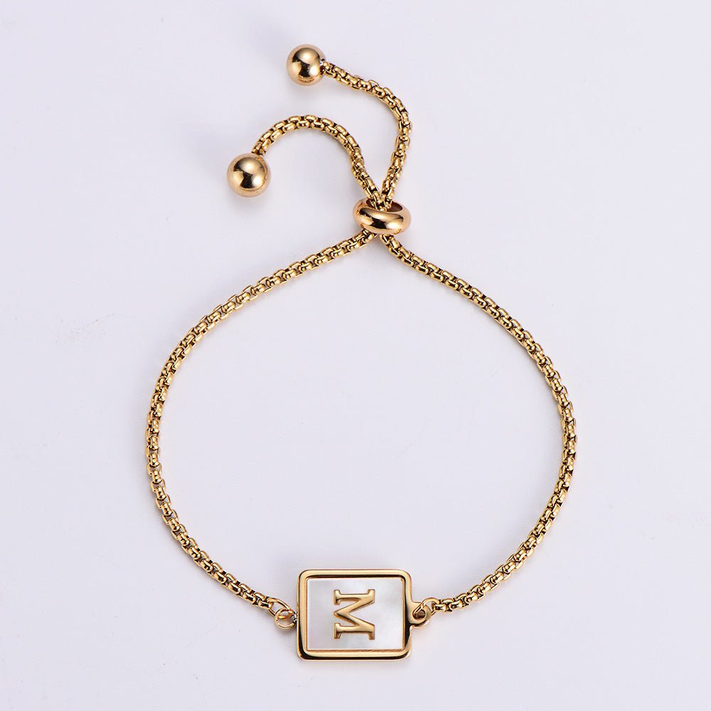 18K Gold Plated Shell Initial Letter Bracelet - Ornaments Co - A