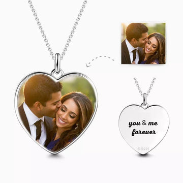 925 Sterling Silver Personalized Heart Shaped Photo Necklace - Personalized Necklace - Ornaments Co - Ornaments Co - 18K Gold Plated - Yes - 14 Inch