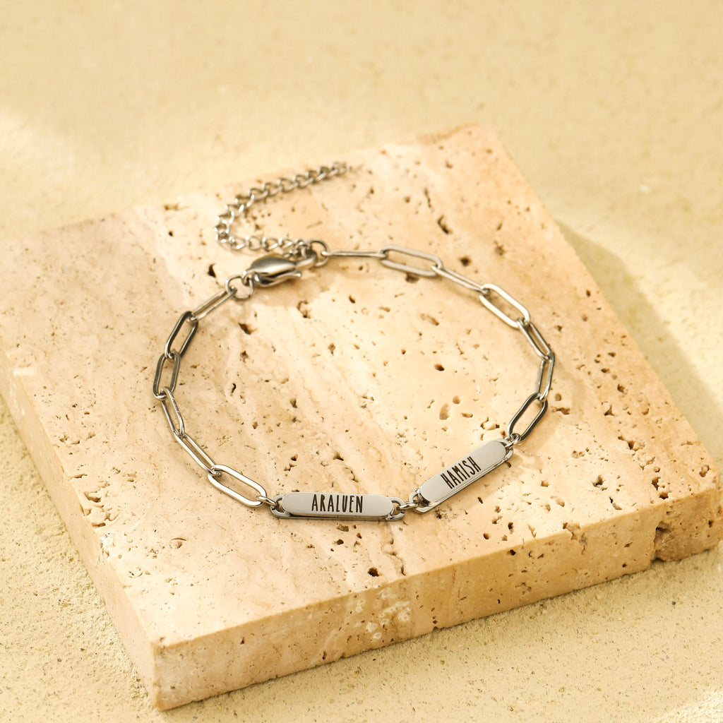 Paperclip Chain Link Bar Bracelet - Ornaments Co - 18K Gold Plated