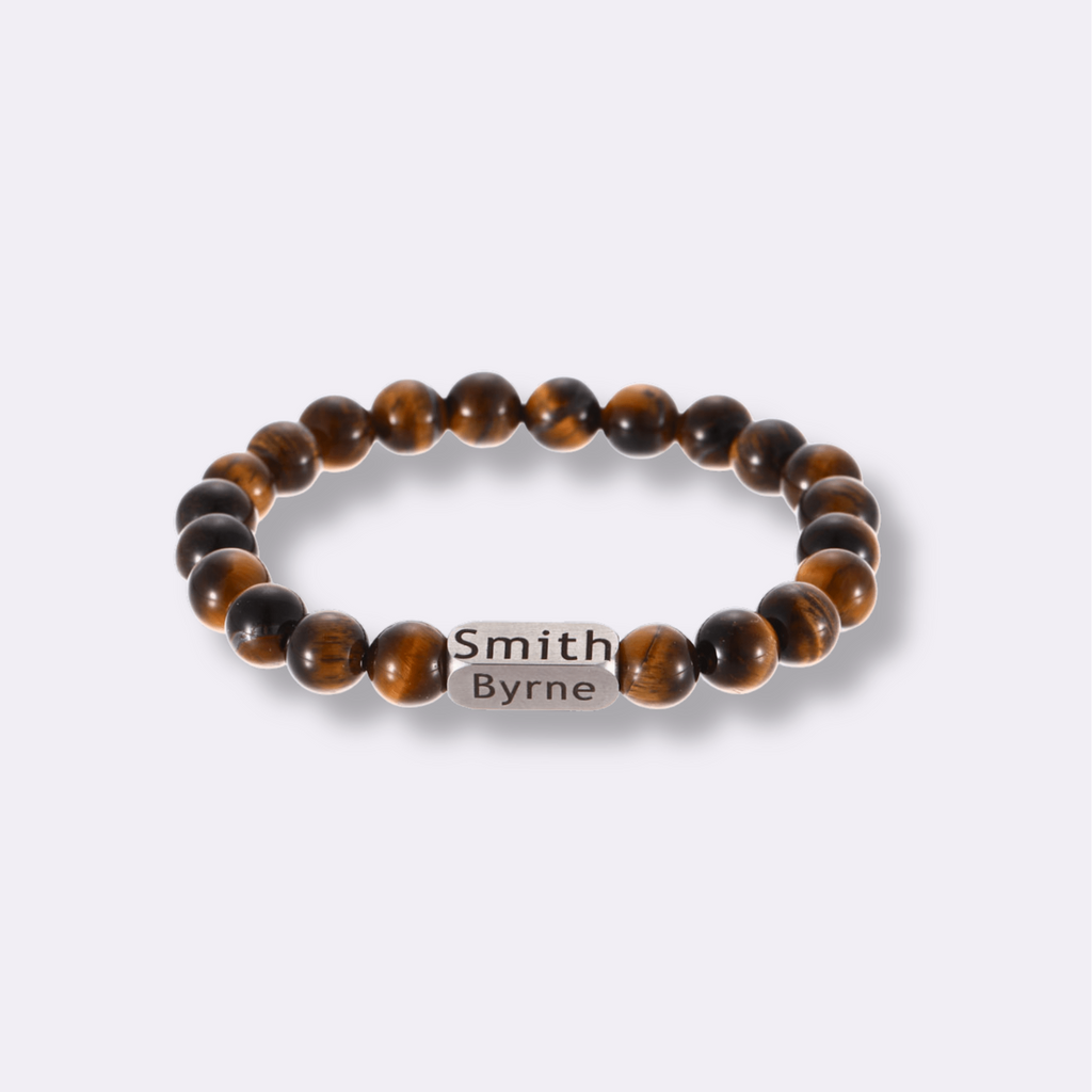 Personalized Boho Bead Bracelet - Ornaments Co - Tiger Eyes