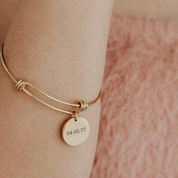 Personalized Disc Lettering Retractable Bracelet - Bracelets - Ornaments Co - Ornaments Co - 18K Gold Plated - 1 - 