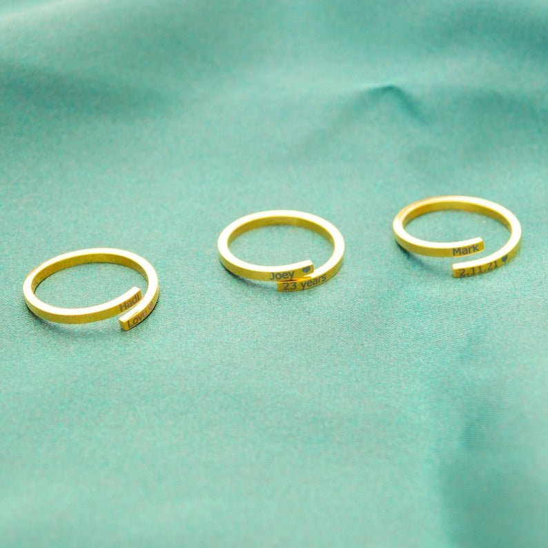 Personalized Engraved Open Couple Ring - Ornaments Co - Rose Gold