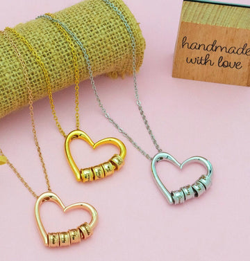 Personalized Heart Bead Necklace - Ornaments Co - Gold