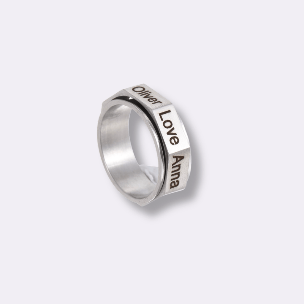 Personalized Multiple Name Engraved Titanium Steel Ring - Ornaments Co - 18K Gold Plated