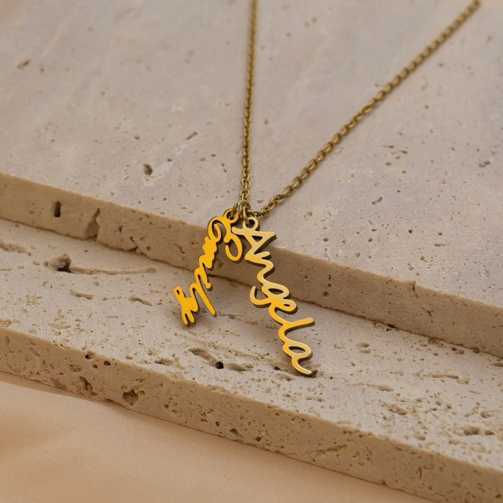 Vertical Name Necklaces for Women - Ornaments Co - 18K Gold Plated